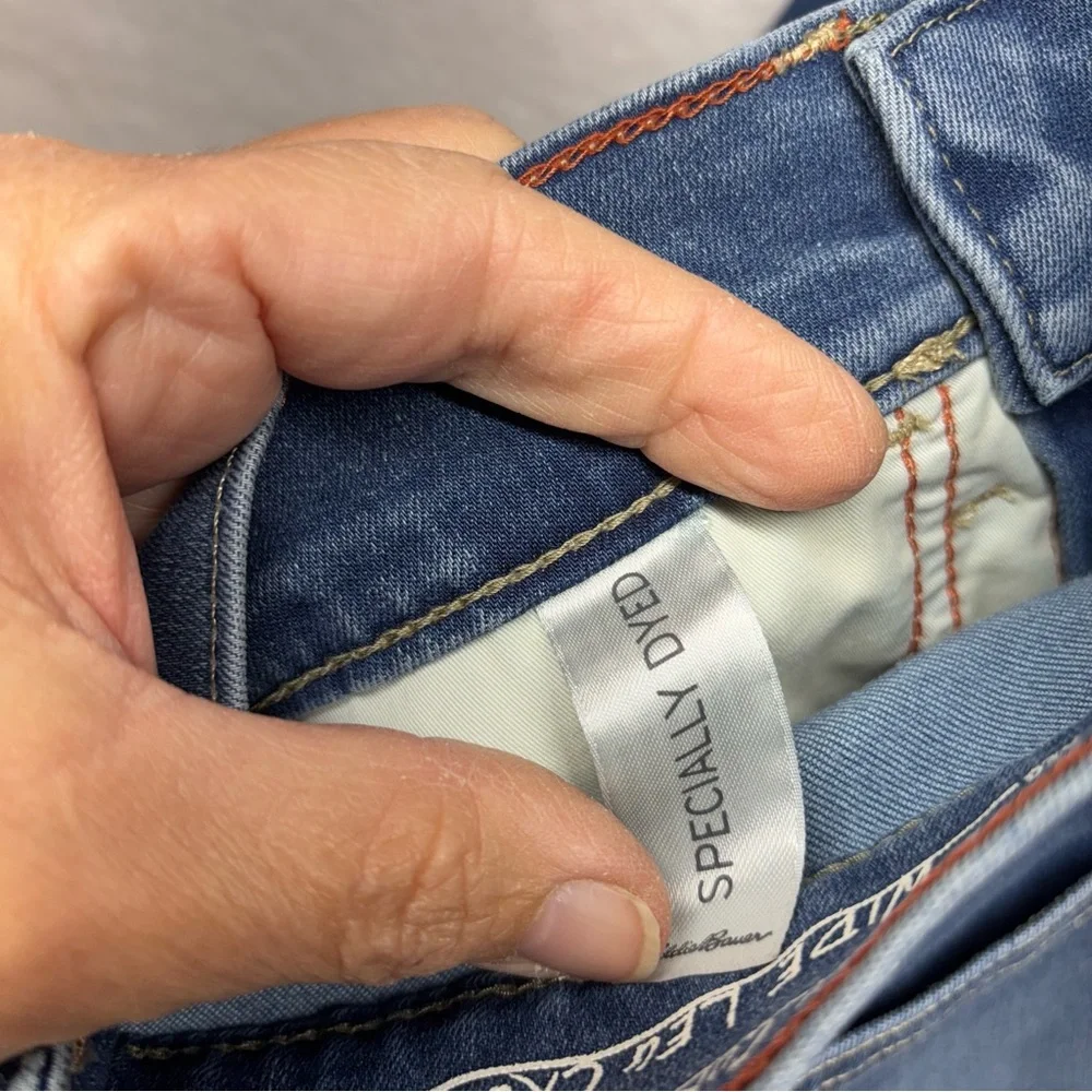 Eddie‎ Bauer Womens 8 High Rise Wide Leg Crop Jeans Medium Wash